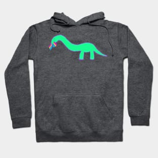 Pansexual  Longneck dinosaur with pan pride flag Hoodie